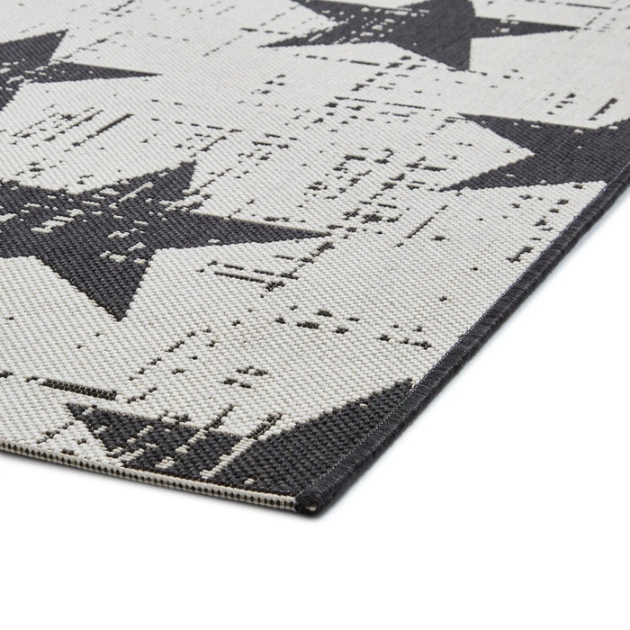Think Rugs santa monica 48648 white black Black, Ivory Living Room Flat Weave Rug.