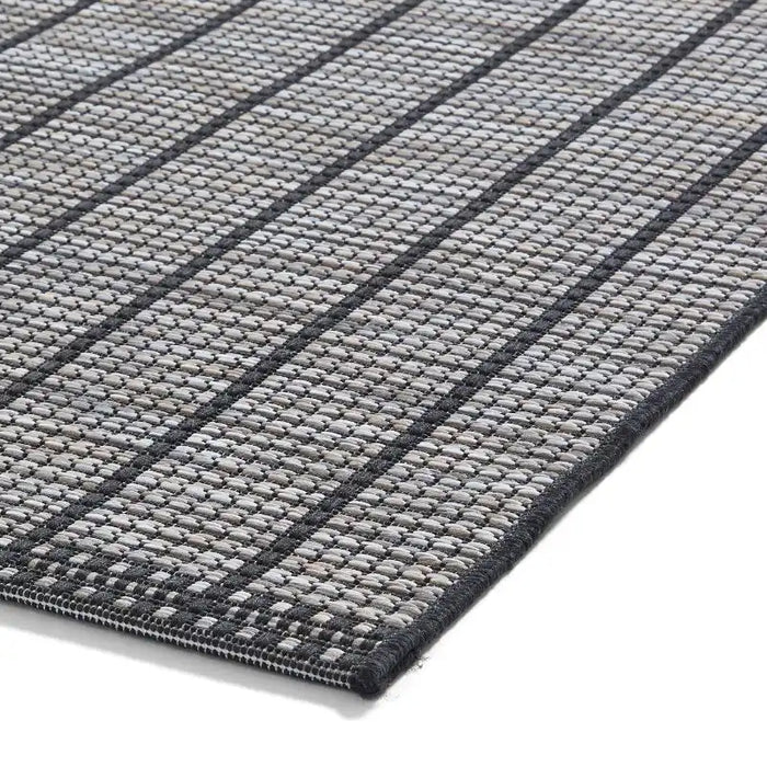 Think Rugs santa monica a041 black Black Living Room Flat Weave Rug.