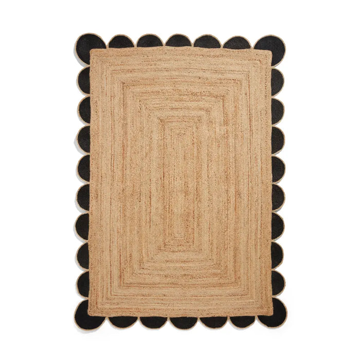 Savannah Jute Scallop Black Natural Rug