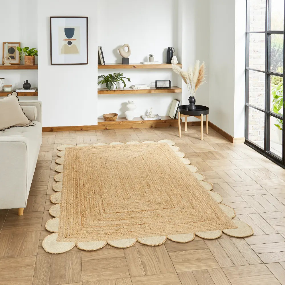 Savannah Jute Scallop Natural Rug Beige Rug — RugsDirect Online