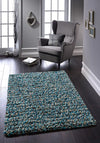 Origins rocks shaggy blue Blue Living Room Wool Rug.
