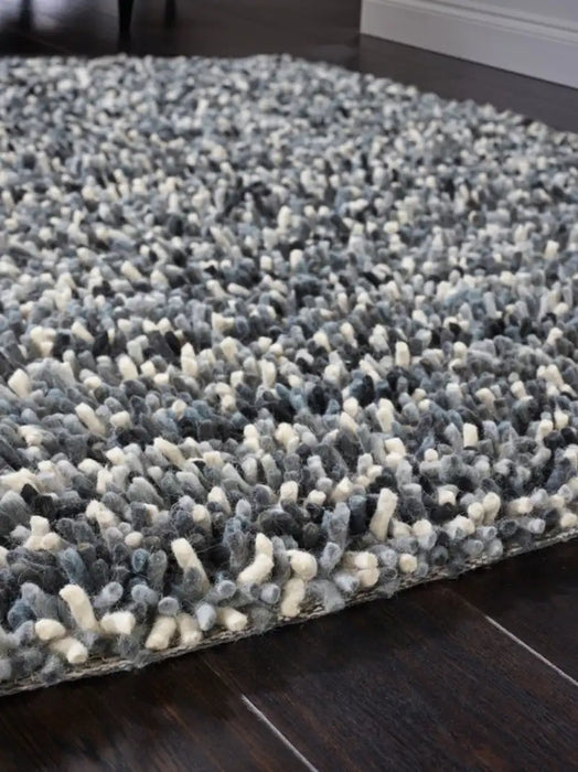 Origins rocks shaggy grey Grey Living Room Wool Rug.
