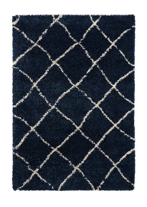 Think Rugs scandi berber g257 navy cream Cream, Navy Living Room  Rug.