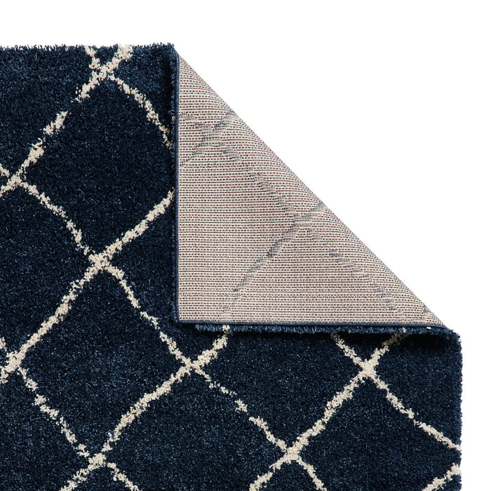 Think Rugs scandi berber g257 navy cream Cream, Navy Living Room  Rug.