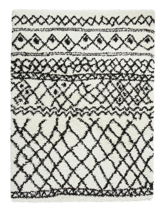 Think Rugs scandi berber g274 white black Black, Ivory Living Room  Rug.