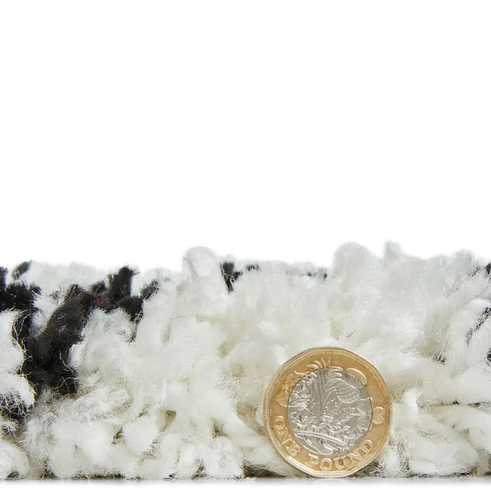 Think Rugs scandi berber g274 white black Black, Ivory Living Room  Rug.