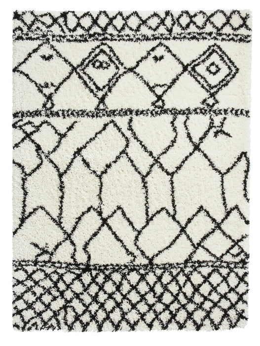 Think Rugs scandi berber g276 white black Black, Ivory Living Room  Rug.