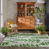 Scion scion screen printed ferns juniper 125907 Green, Cream Living Room Geometric Rug.