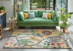 Scion scion screen printed jackfruit and the beanstalk chai sage 125706 Multicoloured, Cream Living Room Geometric Rug.
