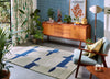 Scion scion hand tufted mr fox pebble denim 025328 Blue, Cream Living Room Wool Rug.