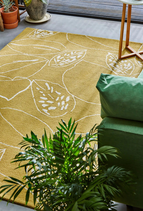Scion scion screen printed orto lime 125407 Yellow Living Room Geometric Rug.