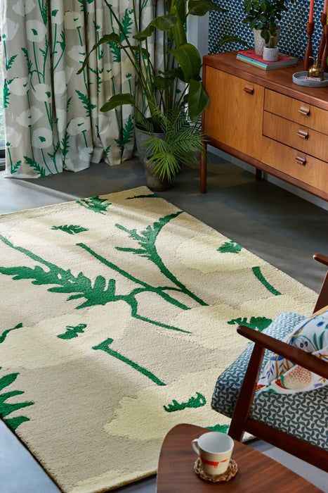 Scion scion screen printed poppy pop parchment gecko 124807 Cream Living Room Geometric Rug.