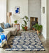 Scion scion screen printed ride the wave denim 125608 Blue Living Room Geometric Rug.