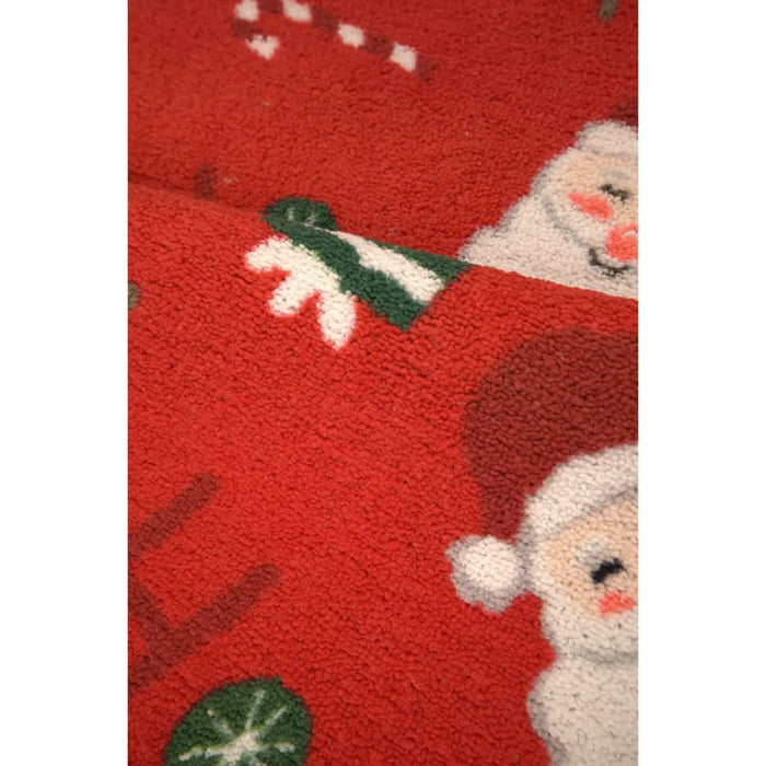 Seasonal Runners Santa Stop Here Red Washable