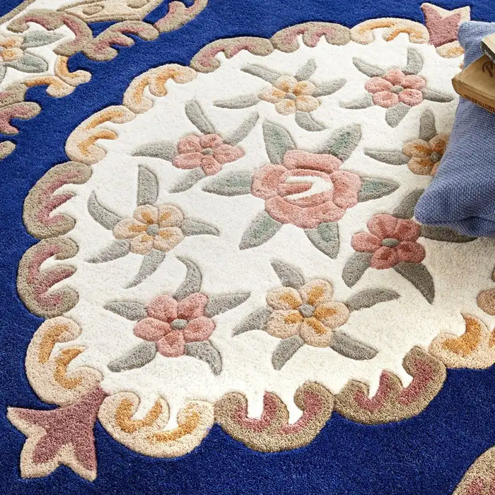 Origins shensi navy Blue, Navy Living Room Wool Rug.