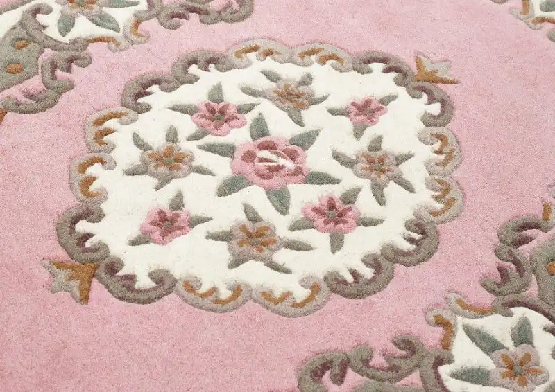 Origins shensi rose pink Pink Living Room Wool Rug.