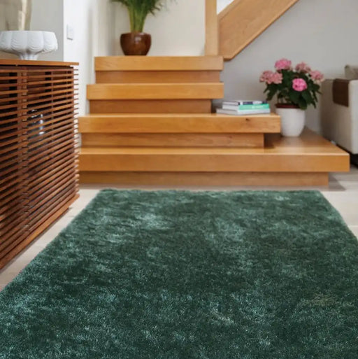 Origins shimmer forest green Green Living Room Shaggy Rug.
