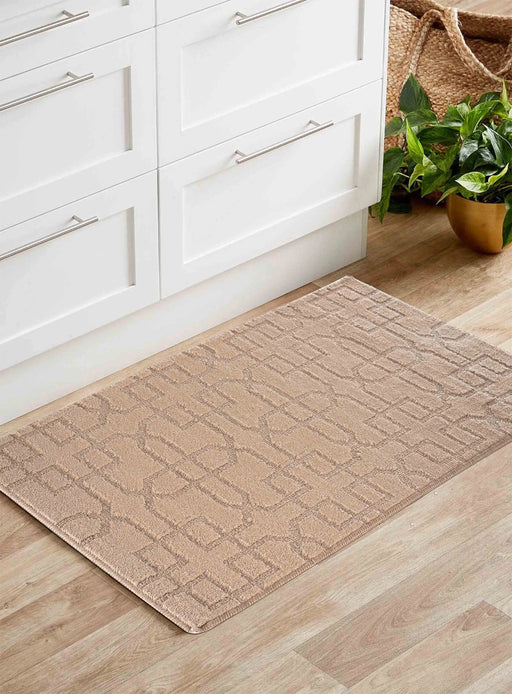 Serdim Rugs washable 9mm gel back siam beige Beige Living Room Geometric Rug.