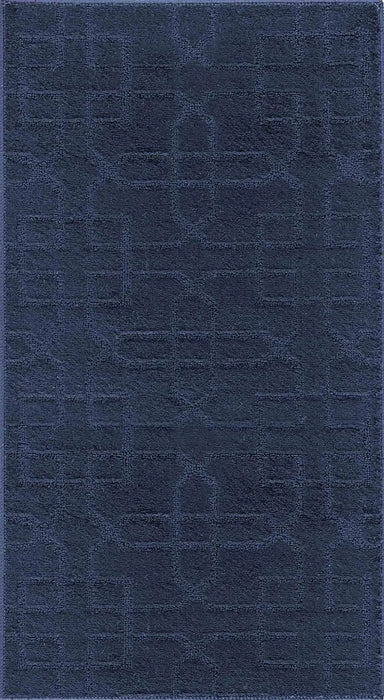 Serdim Rugs washable 9mm gel back siam navy Navy Living Room Geometric Rug.