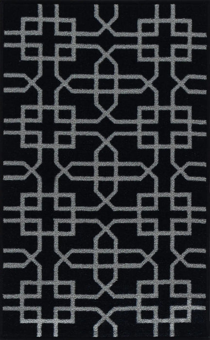 Serdim Rugs gel back siam black Black Living Room Geometric Rug.