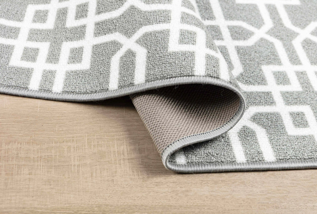 Serdim Rugs gel back siam grey cream Grey, Cream Living Room Geometric Rug.