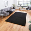 Think Rugs sierra 9000 black Black Living Room Shaggy Rug.