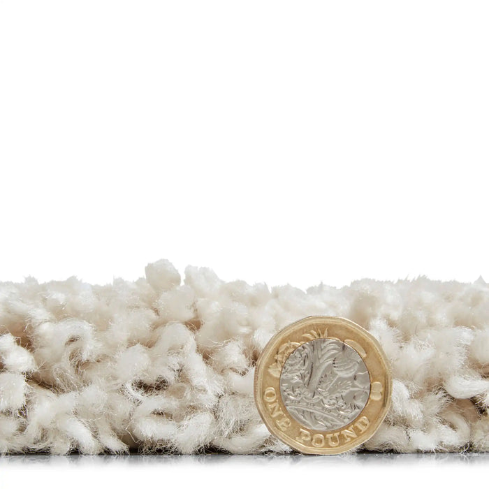 Think Rugs sierra 9000 cream Ivory, Cream Living Room Shaggy Rug.