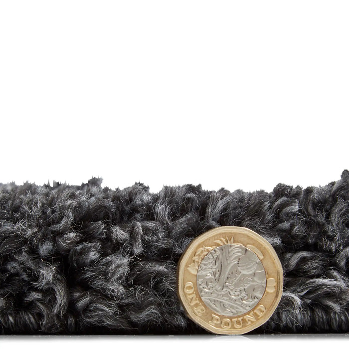 Think Rugs sierra 9000 dark grey Grey Living Room Shaggy Rug.