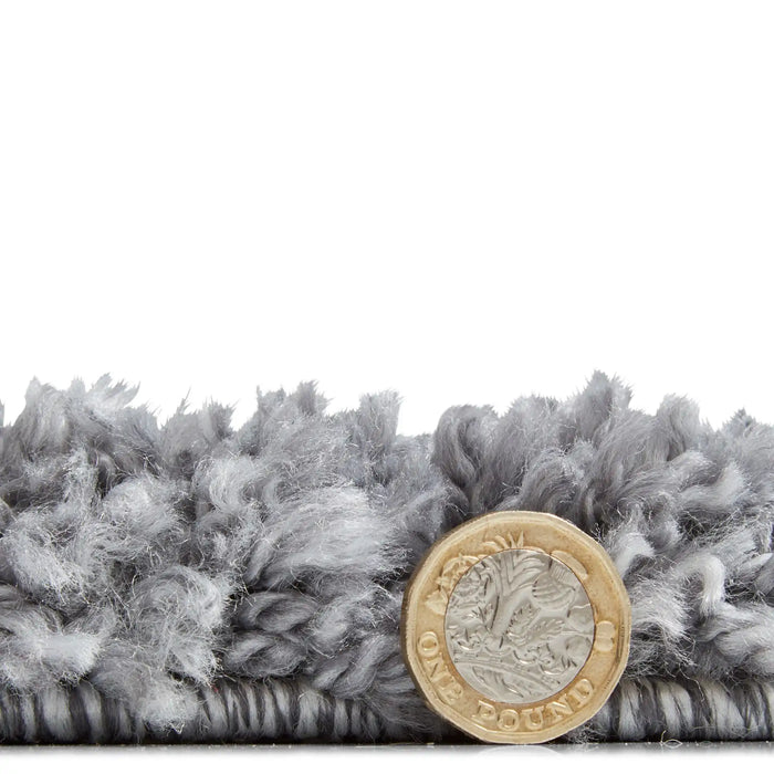 Think Rugs sierra 9000 grey Grey Living Room Shaggy Rug.