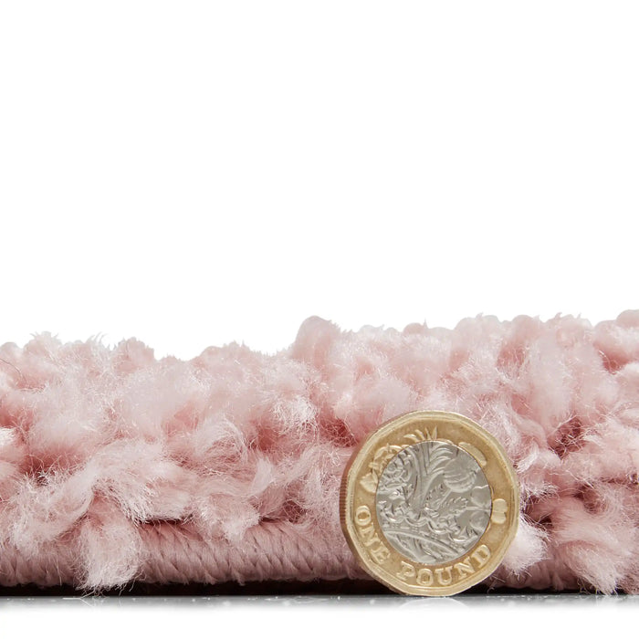 Think Rugs sierra 9000 pink Pink Living Room Shaggy Rug.