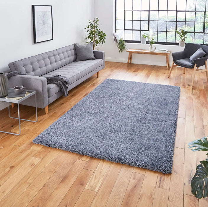 Think Rugs sierra 9000 slate grey Grey Living Room Shaggy Rug.