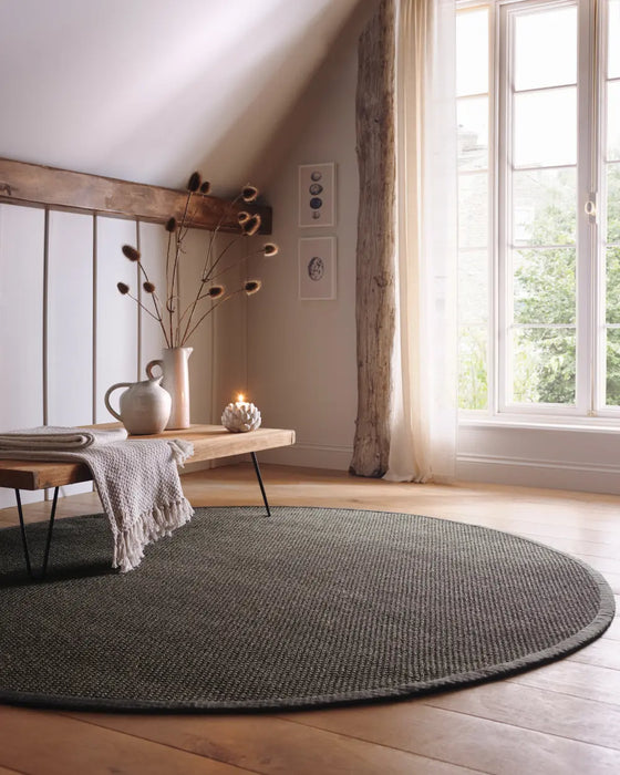 Origins Sisal Dark Grey with Grey Border Rug