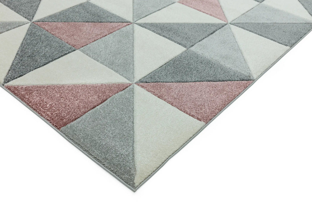 Asiatic sketch sk05 cubic pink Grey, Pink Living Room  Rug.