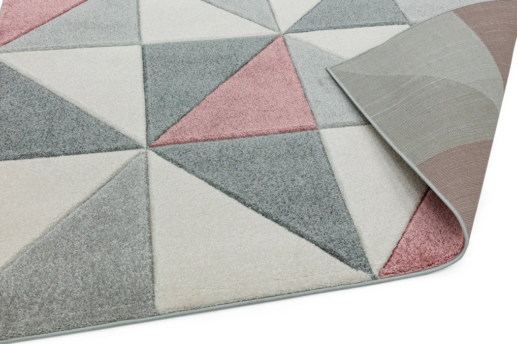 Asiatic sketch sk05 cubic pink Grey, Pink Living Room  Rug.