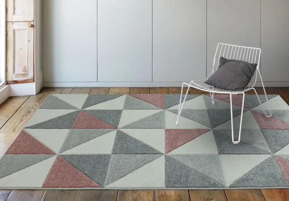 Asiatic sketch sk05 cubic pink Grey, Pink Living Room  Rug.