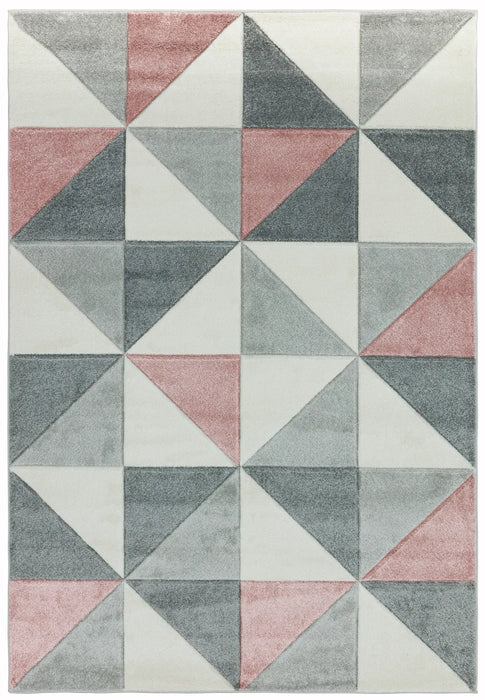 Asiatic sketch sk05 cubic pink Grey, Pink Living Room  Rug.
