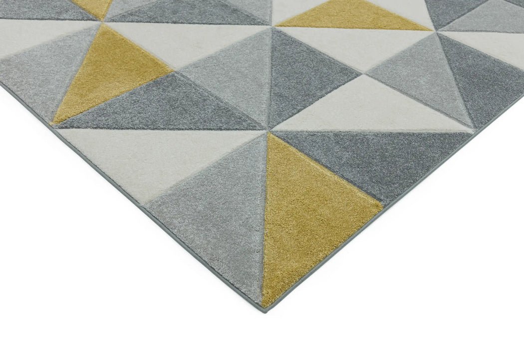 Asiatic sketch sk06 cubic ochre Grey, Yellow Living Room  Rug.