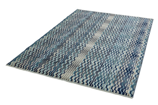 Asiatic skye skye 03 wave blue Blue Living Room Striped Rug.