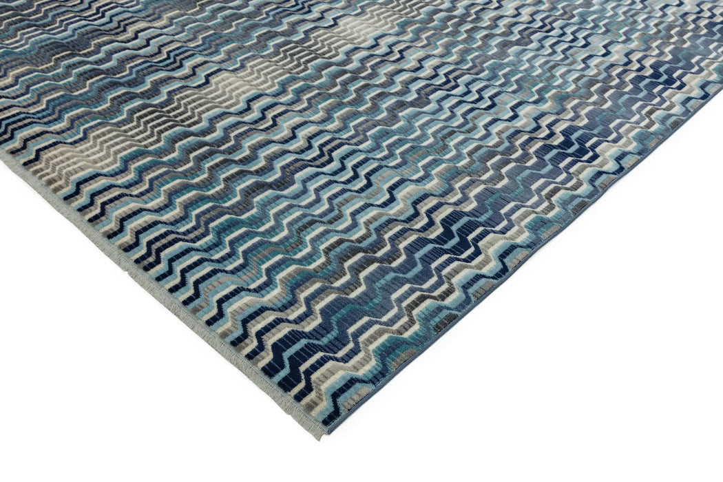 Asiatic skye skye 03 wave blue Blue Living Room Striped Rug.