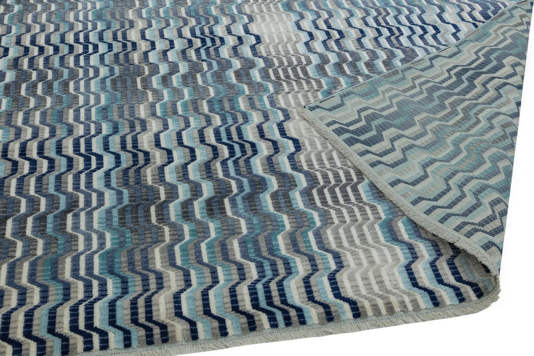 Asiatic skye skye 03 wave blue Blue Living Room Striped Rug.