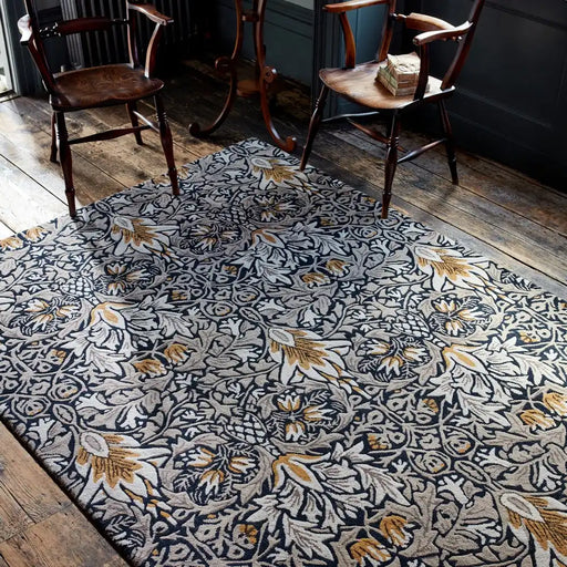 Morris & Co morris and co snakeshead indigo 127208 Blue, Multicoloured Living Room Wool Rug.