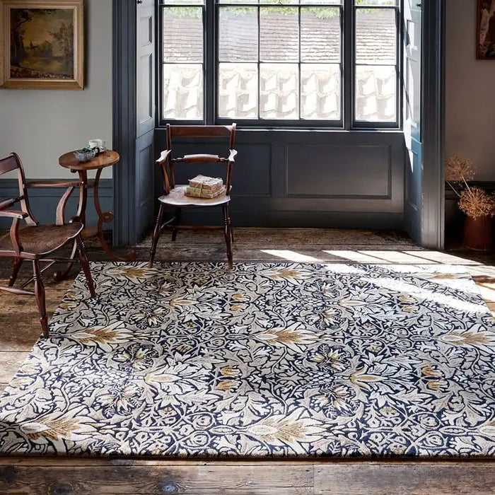 Morris & Co morris and co snakeshead indigo 127208 Blue, Multicoloured Living Room Wool Rug.