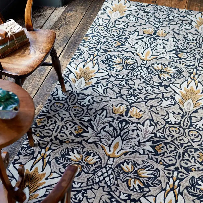 Morris & Co morris and co snakeshead indigo 127208 Blue, Multicoloured Living Room Wool Rug.