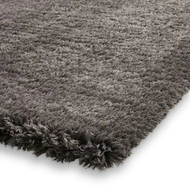 Think Rugs solace think 0961 charcoal Grey, Black Living Room Shaggy Rug.