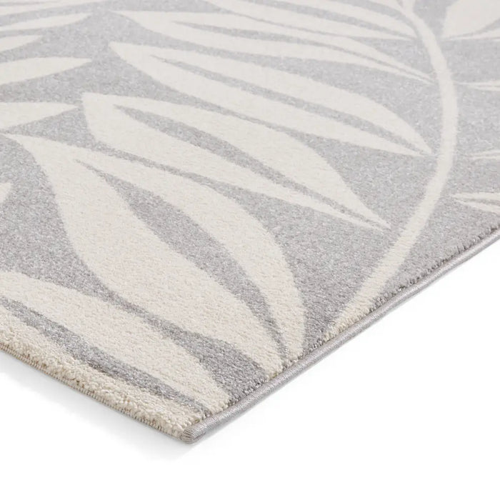 Catherine Lansfield Sorral Leaves Botanical Rug Grey Rug — RugsDirect ...