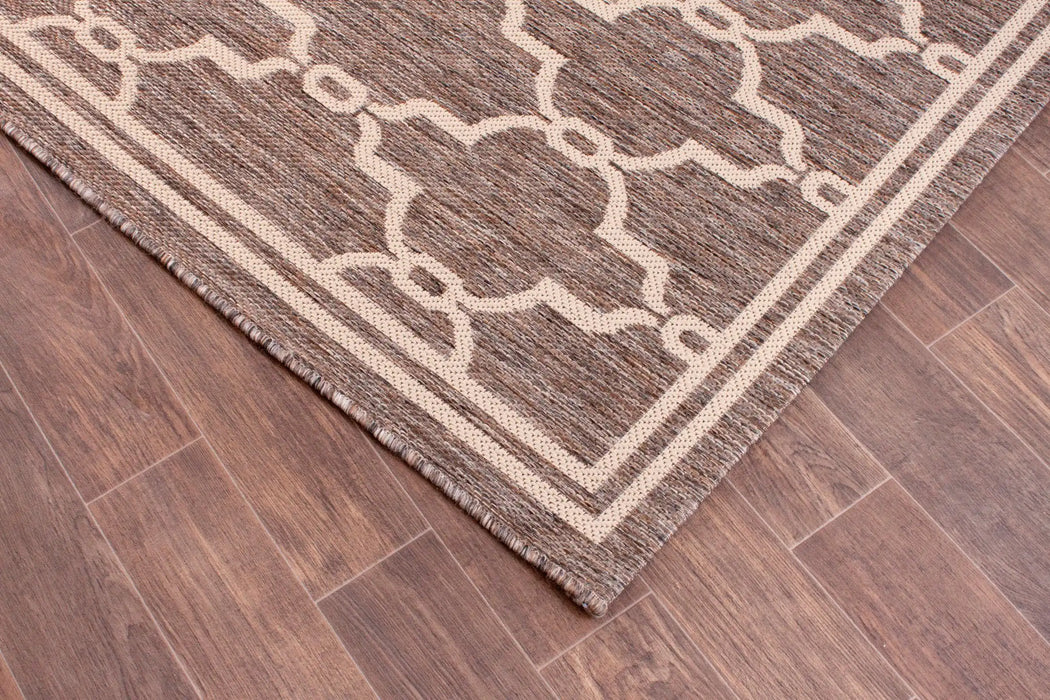 Rug Style terrace outdoor spanish tile taupe Brown Living Room Geometric Rug.