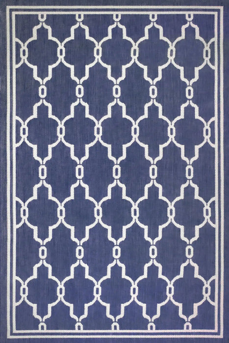 Rug Style terrace outdoor spanish tile blue Blue Living Room Geometric Rug.