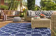 Rug Style terrace outdoor spanish tile blue Blue Living Room Geometric Rug.