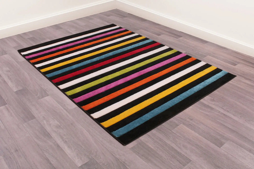 URCO spectra stilo Black, Multicoloured Living Room Geometric Rug.