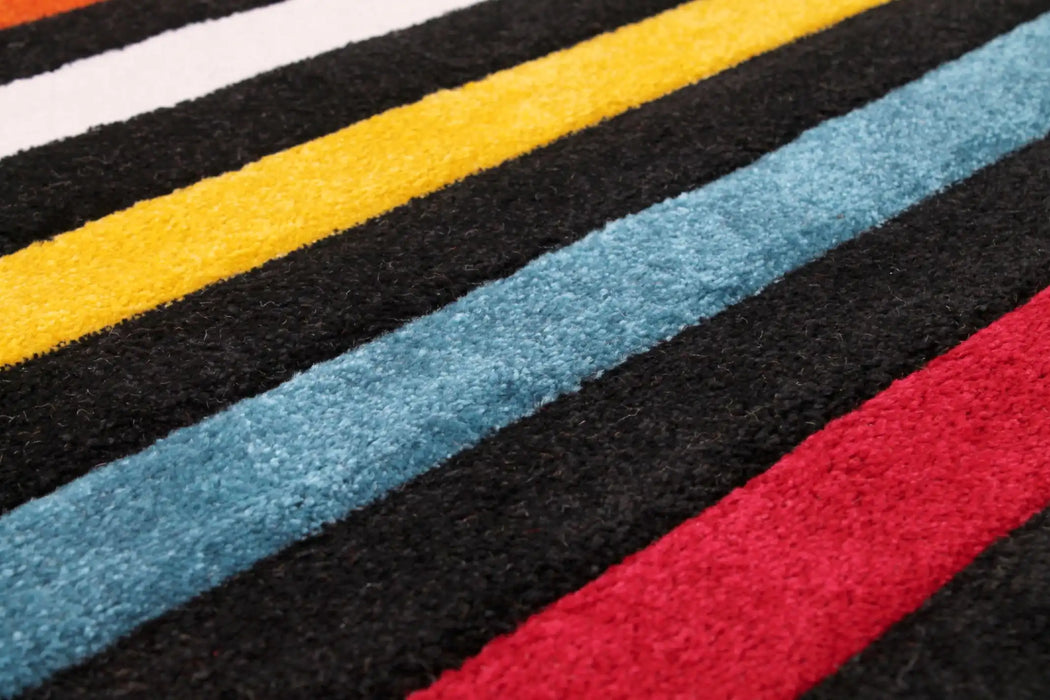 URCO spectra stilo Black, Multicoloured Living Room Geometric Rug.